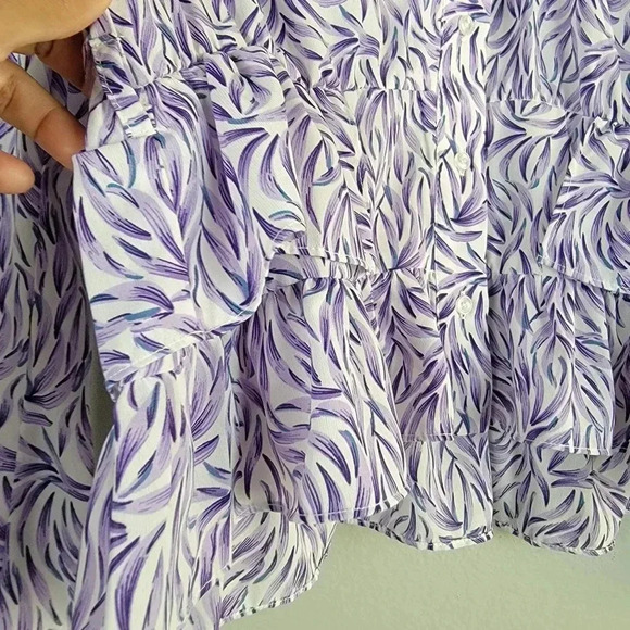 Rochelle Behrens The shirt Long Sleeve Print Ruffle Office Career Casual… - Picture 5 of 10